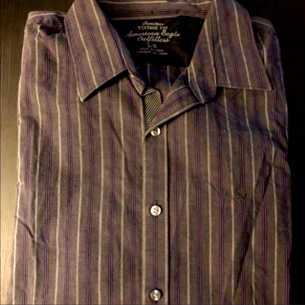 American Eagle Outfitters Men’s Large Pin Striped Button Up Dress Shirt
